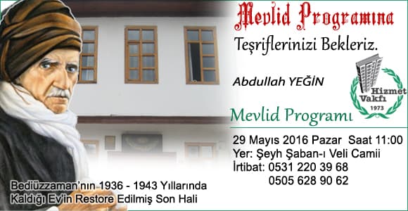 Mevlid Programına  Teşriflerinizi Bekleriz.
